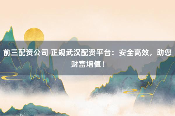 前三配资公司 正规武汉配资平台：安全高效，助您财富增值！