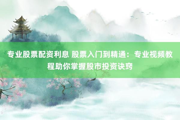 专业股票配资利息 股票入门到精通：专业视频教程助你掌握股市投资诀窍