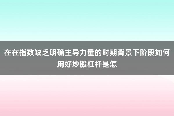 在在指数缺乏明确主导力量的时期背景下阶段如何用好炒股杠杆是怎