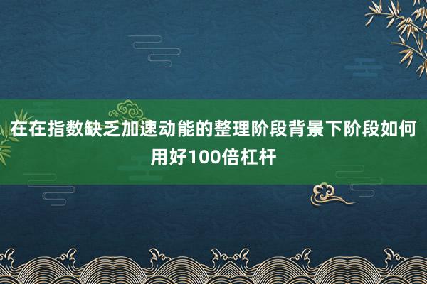 在在指数缺乏加速动能的整理阶段背景下阶段如何用好100倍杠杆