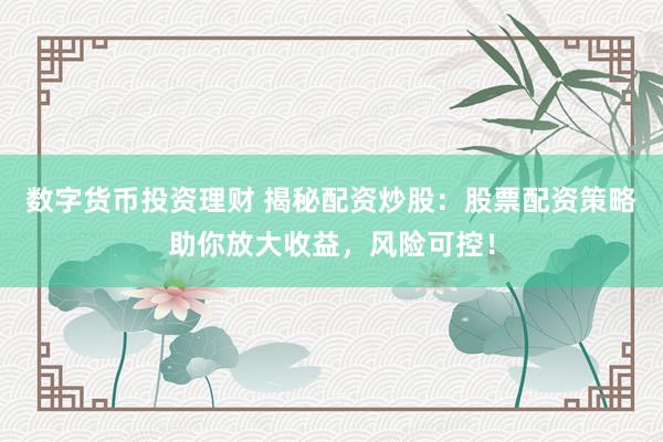 数字货币投资理财 揭秘配资炒股：股票配资策略助你放大收益，风险可控！