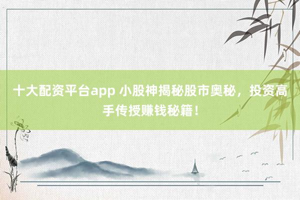 十大配资平台app 小股神揭秘股市奥秘，投资高手传授赚钱秘籍！