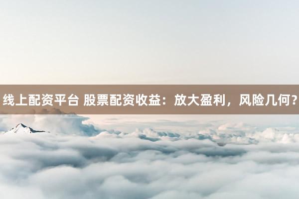 线上配资平台 股票配资收益：放大盈利，风险几何？